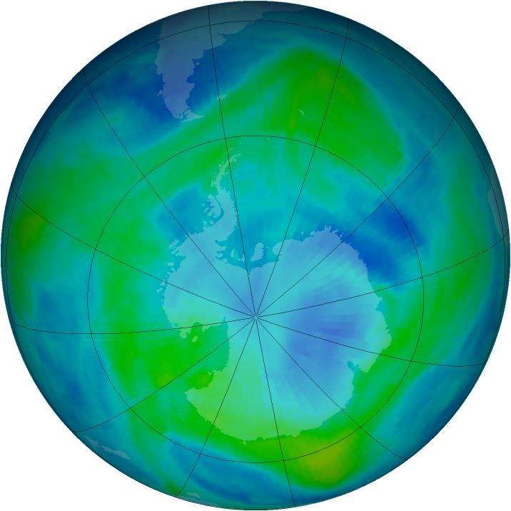 Antarctic ozone map for 31 March 1997